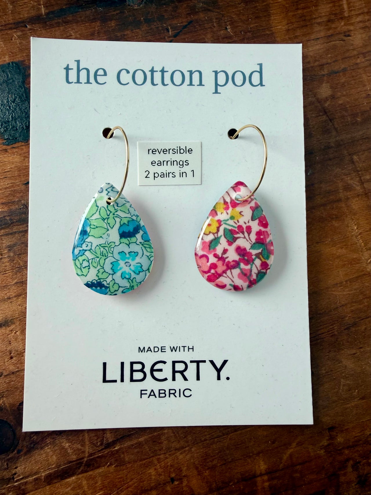 Liberty Reversible Earrings - Turquoise & Pink Tear Drop