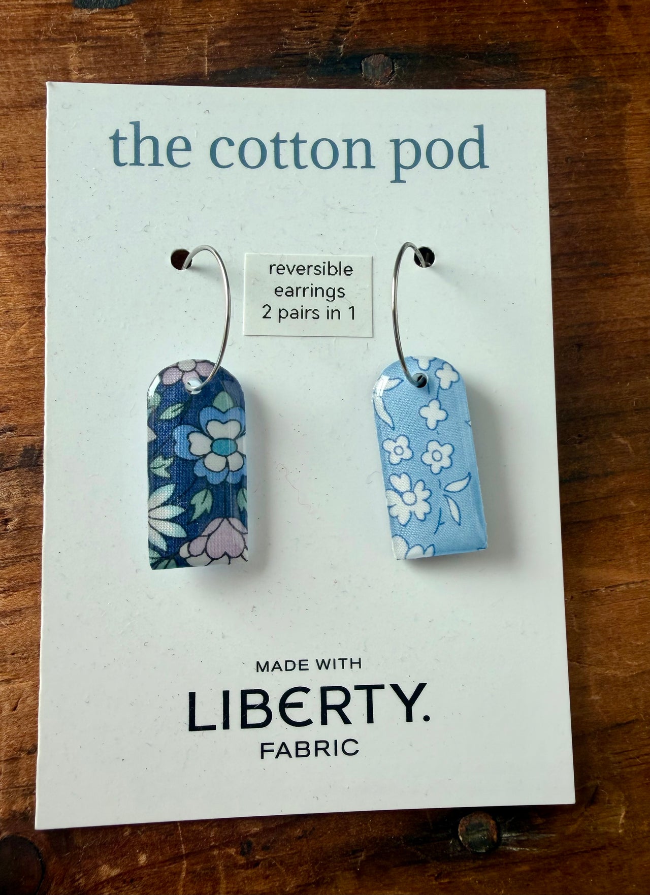 Liberty Reversible Earrings - Navy & Blue Drops
