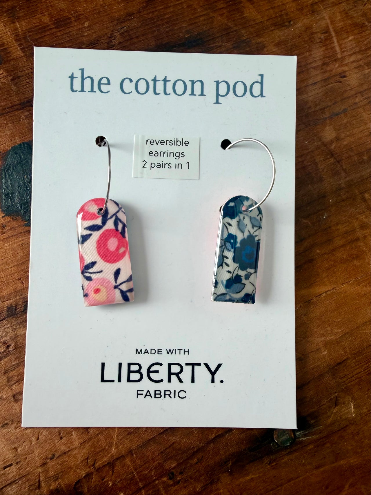 Liberty Reversible Earrings - Navy & Pink Drops