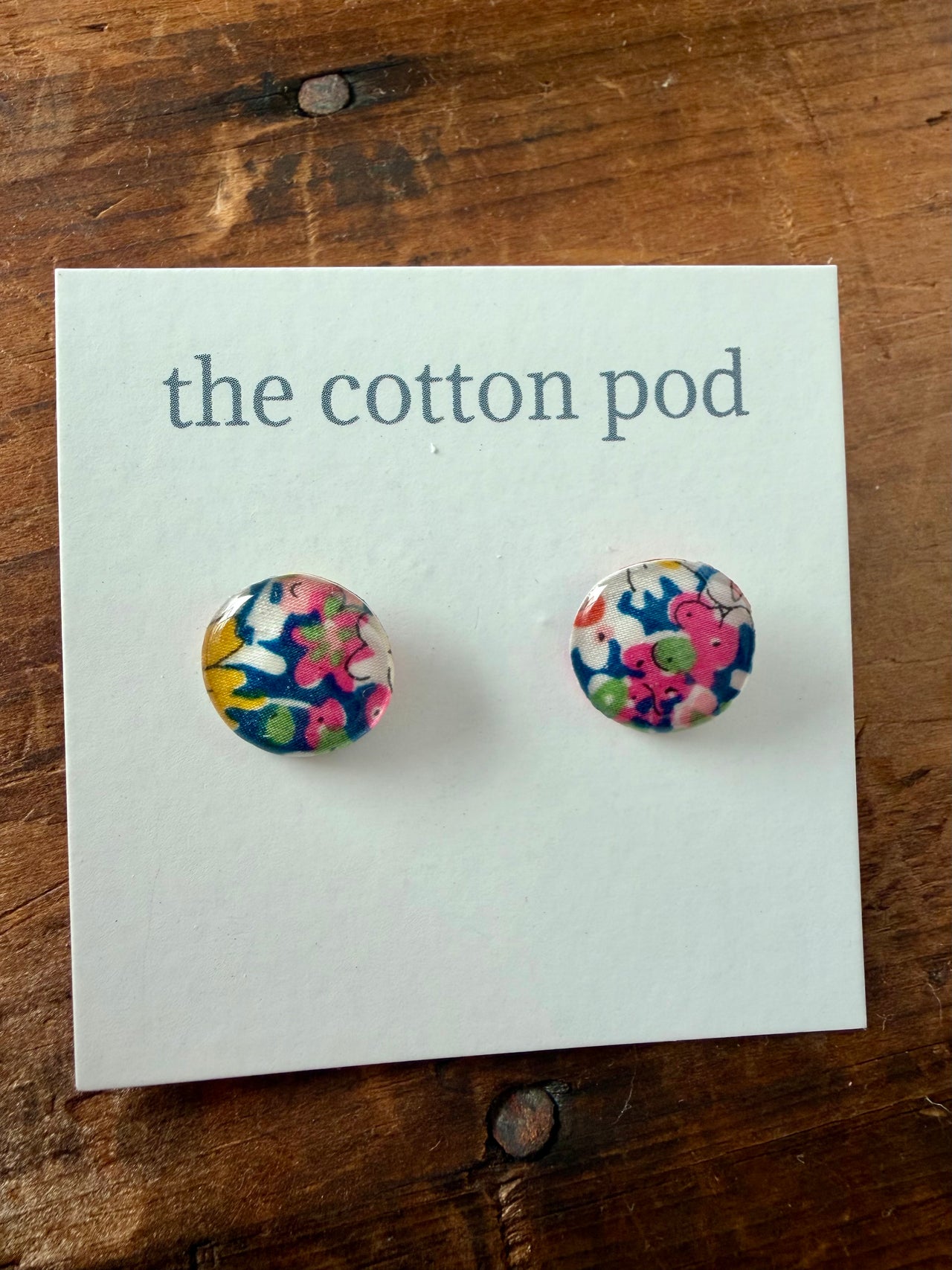 Liberty Stud Earrings - Navy, Pink & Yellow Floral