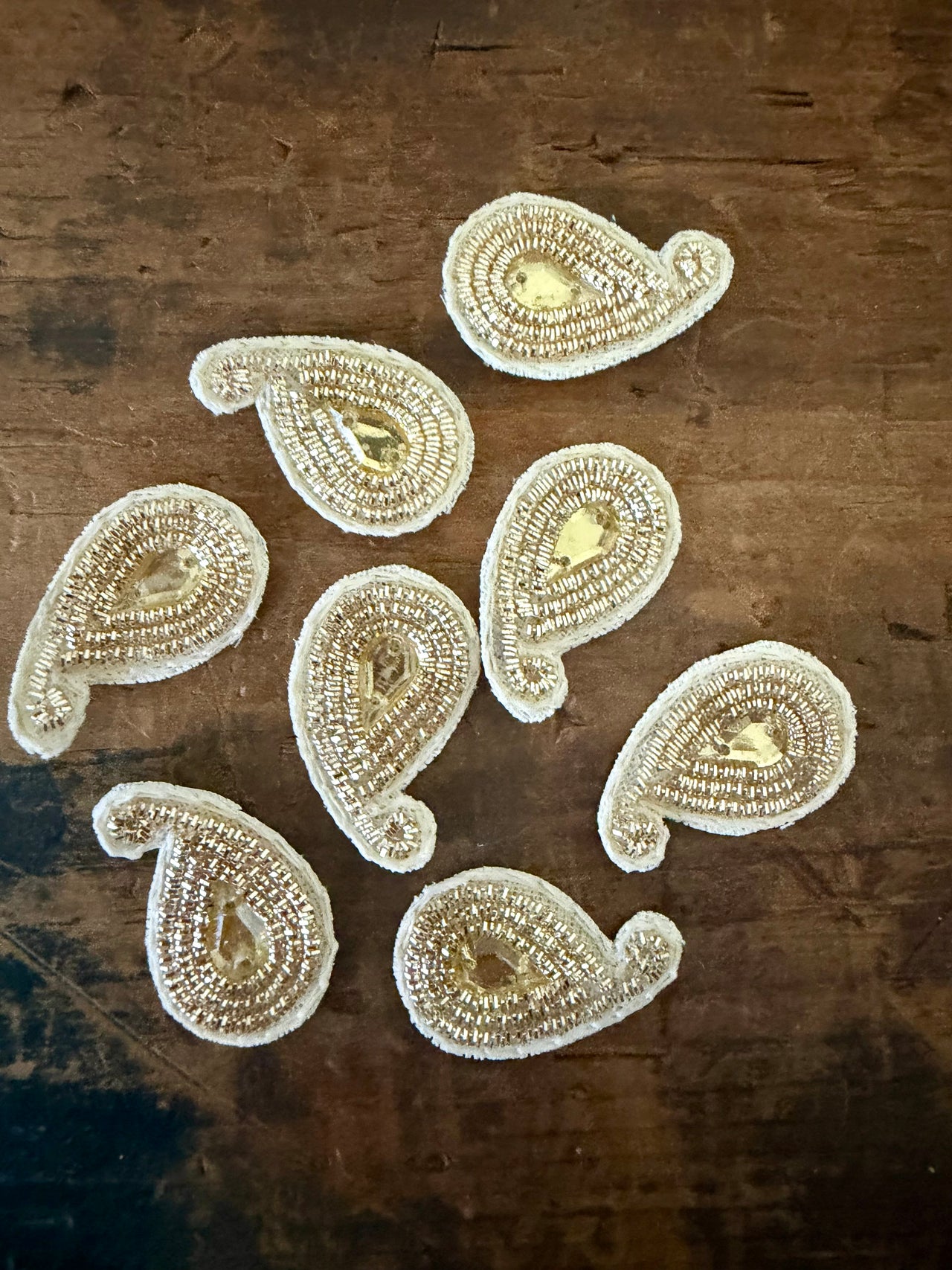Sequin Paisley - Cream & Gold