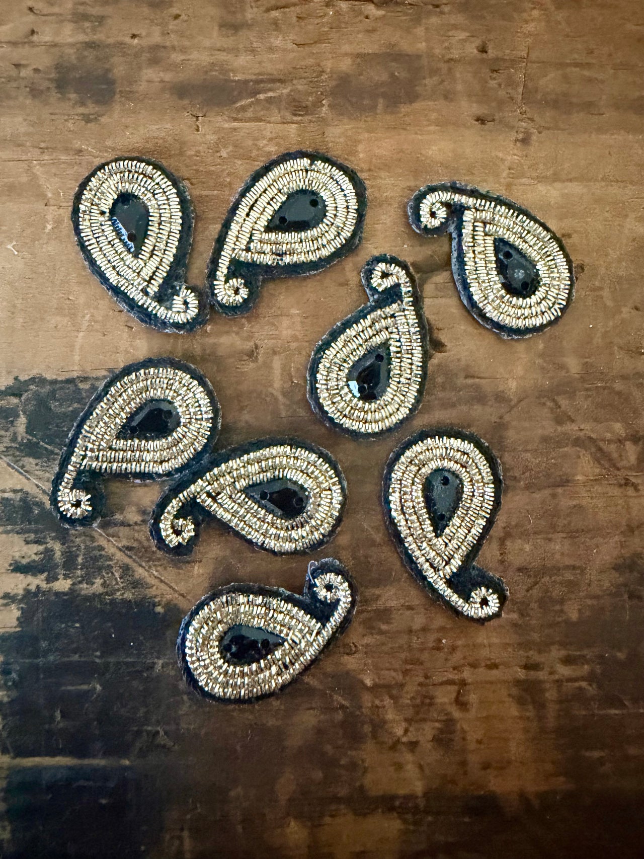Sequin Paisley - Black & Gold