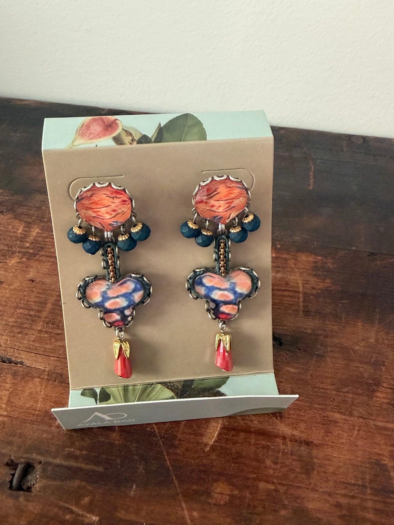 Ayala Bar Earrings - Coral & Blue