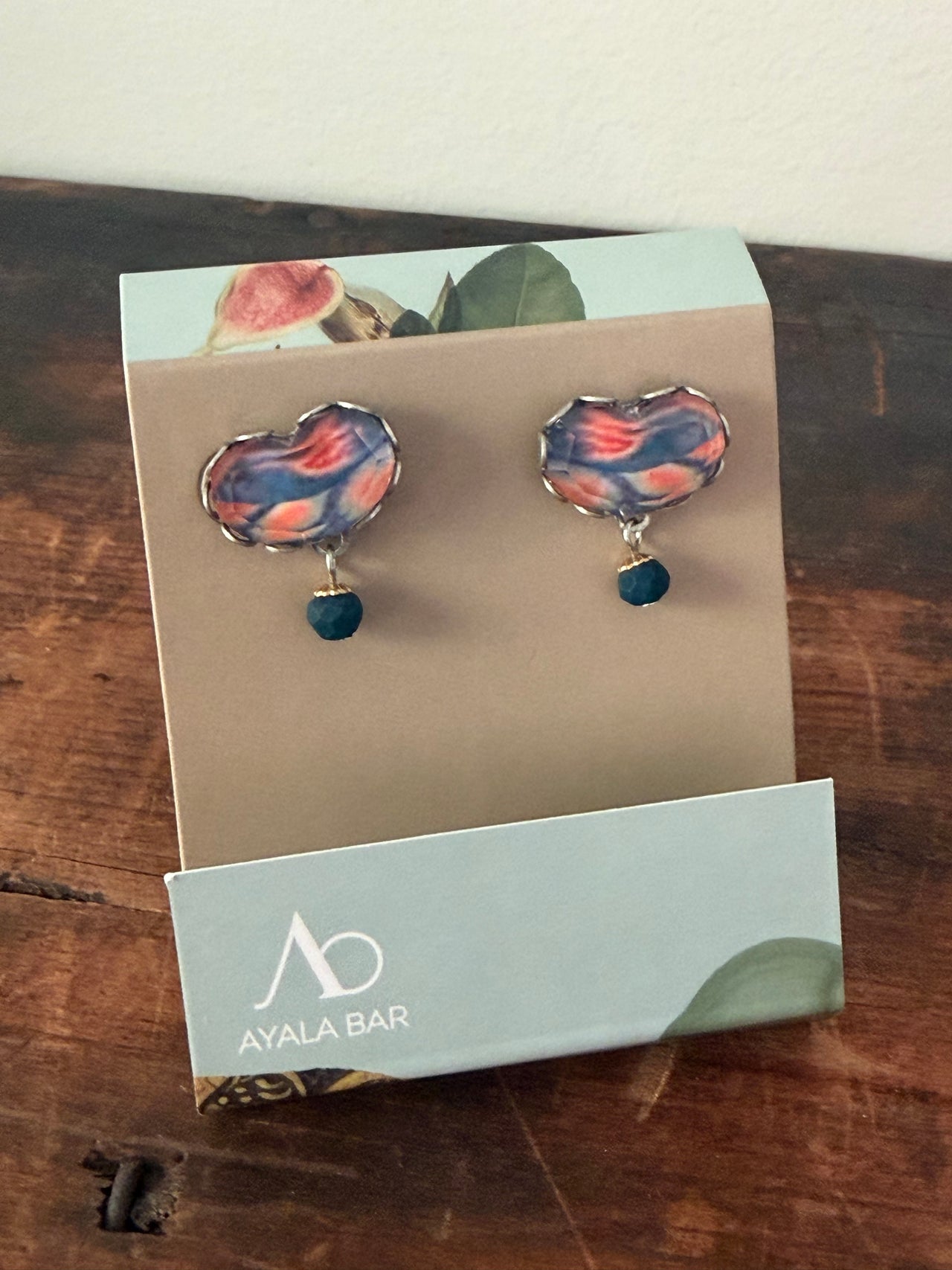 Ayala Bar Earrings - Coral & Blue Small