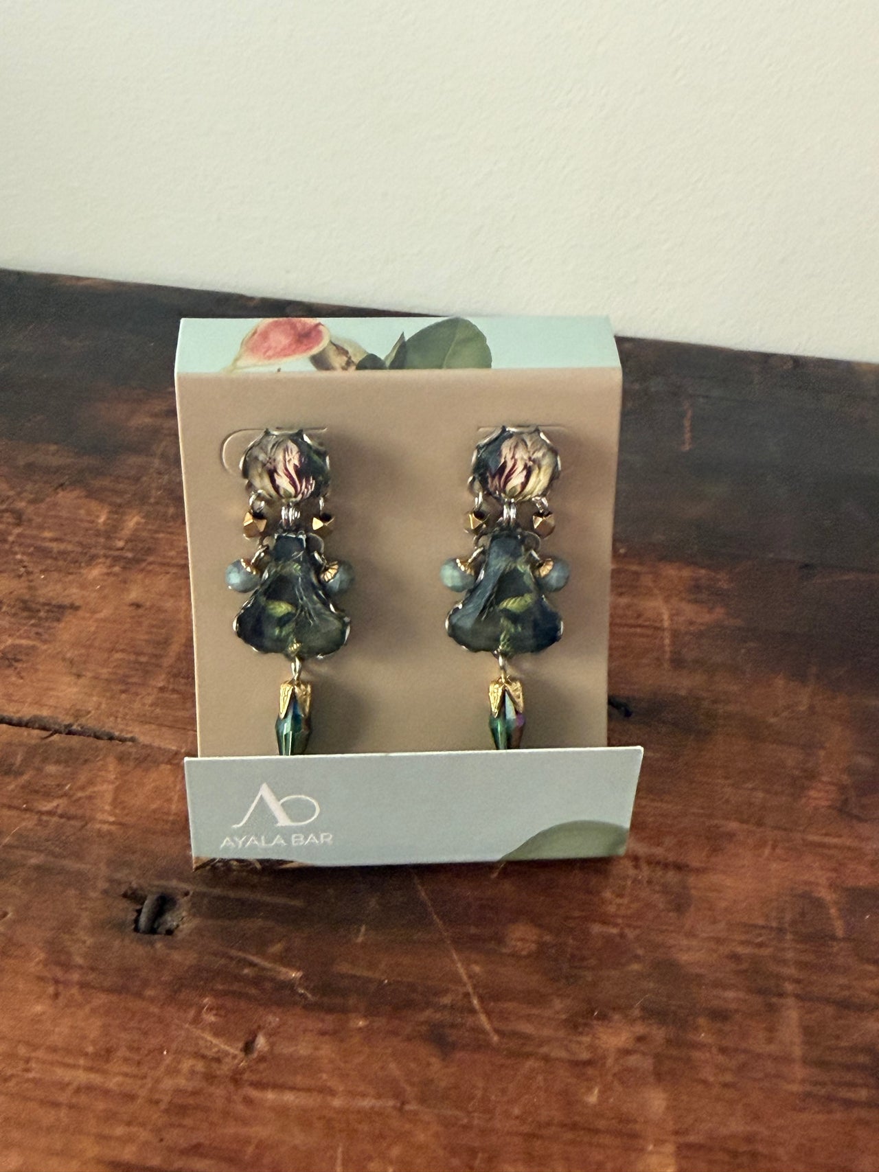 Ayala Bar Earrings - Cream & Green