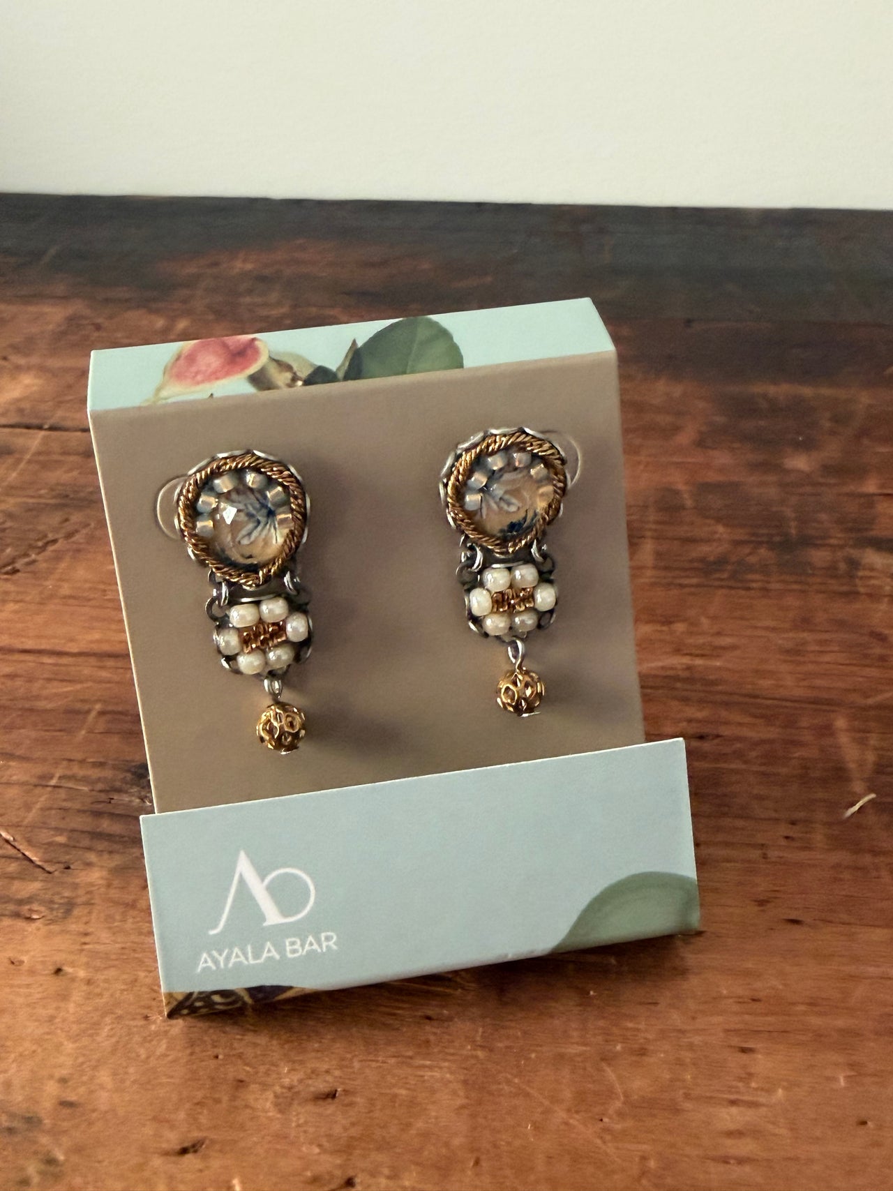 Ayala Bar Earrings - Gold & Pearl
