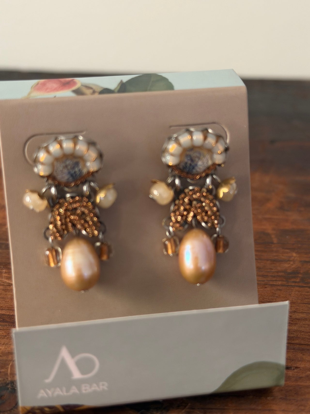 Ayala Bar Earrings - Gold & Pearl