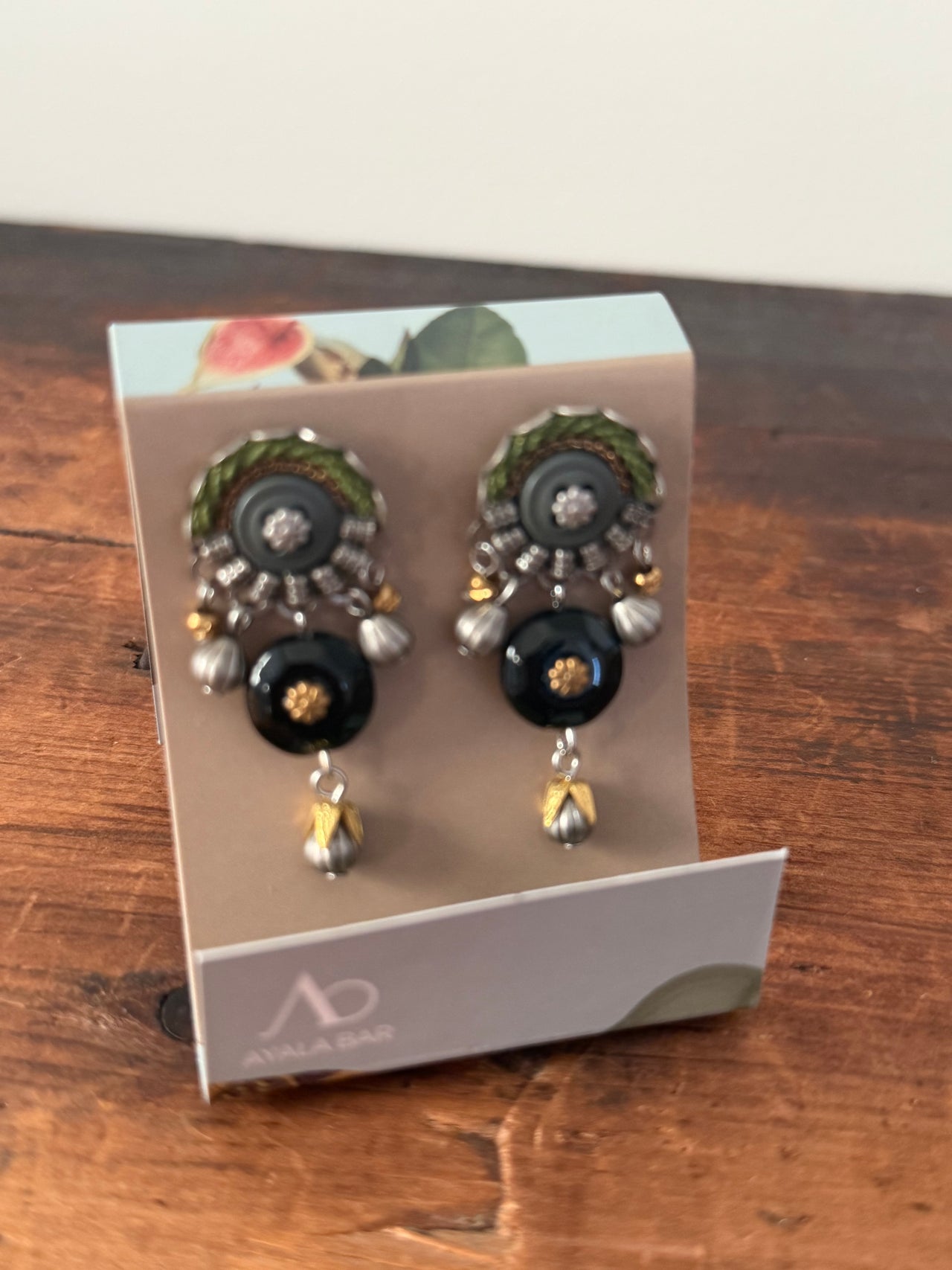 Ayala Bar Earrings - Green & Black