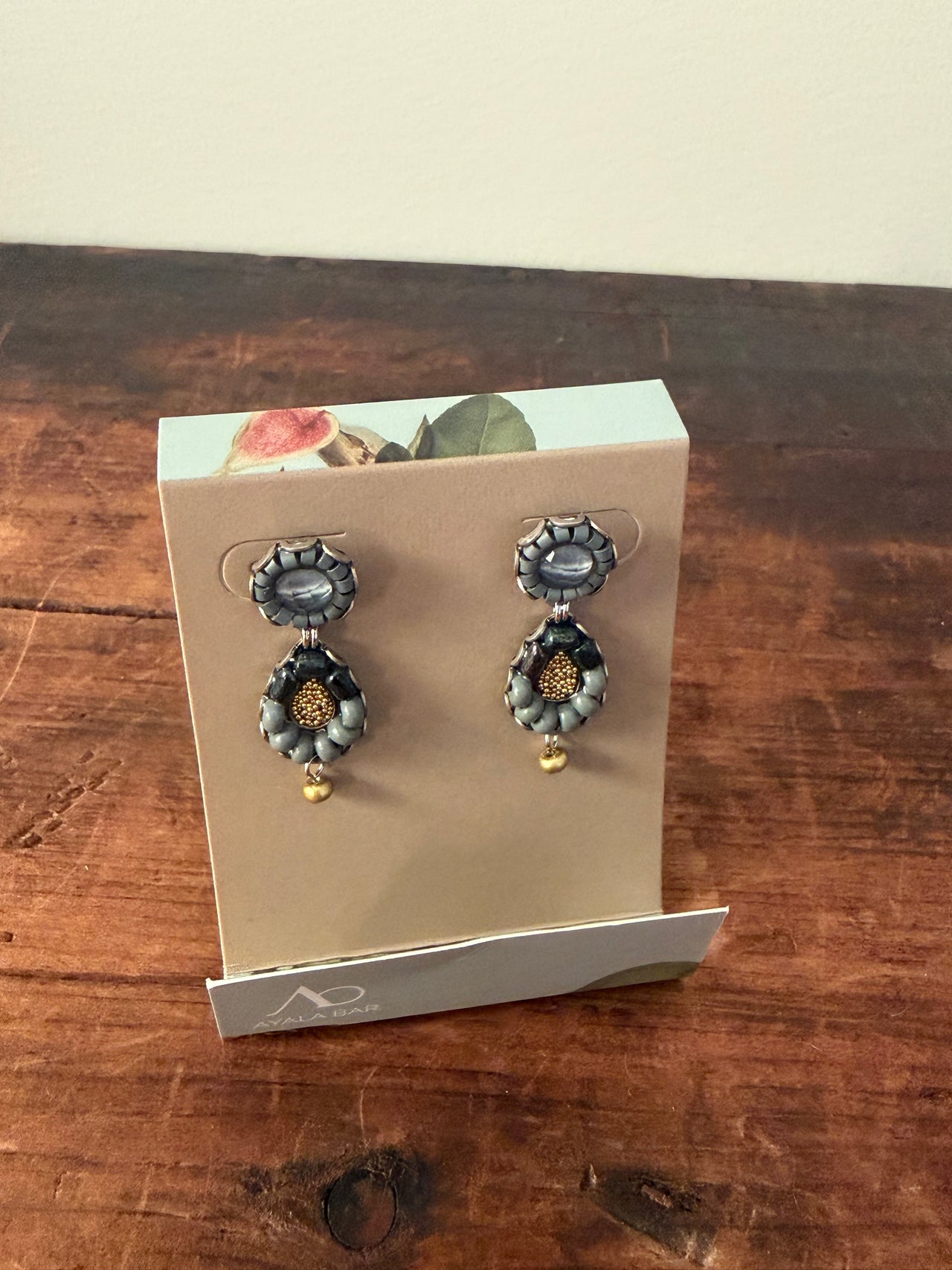Ayala Bar Earrings - Grey & Gold