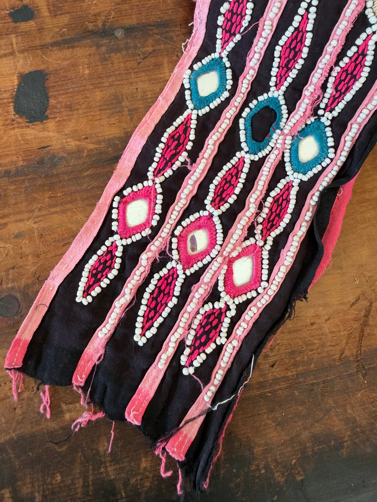 Black & Pink Beaded Vintage Trim