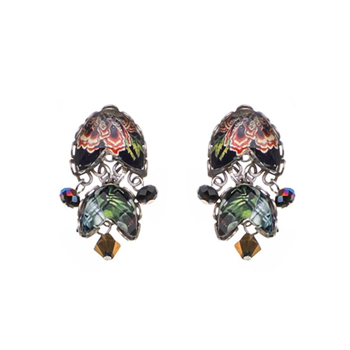 Ayala Bar Earrings - Navy & Bronze