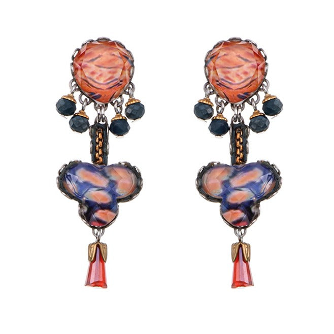 Ayala Bar Earrings - Coral & Blue