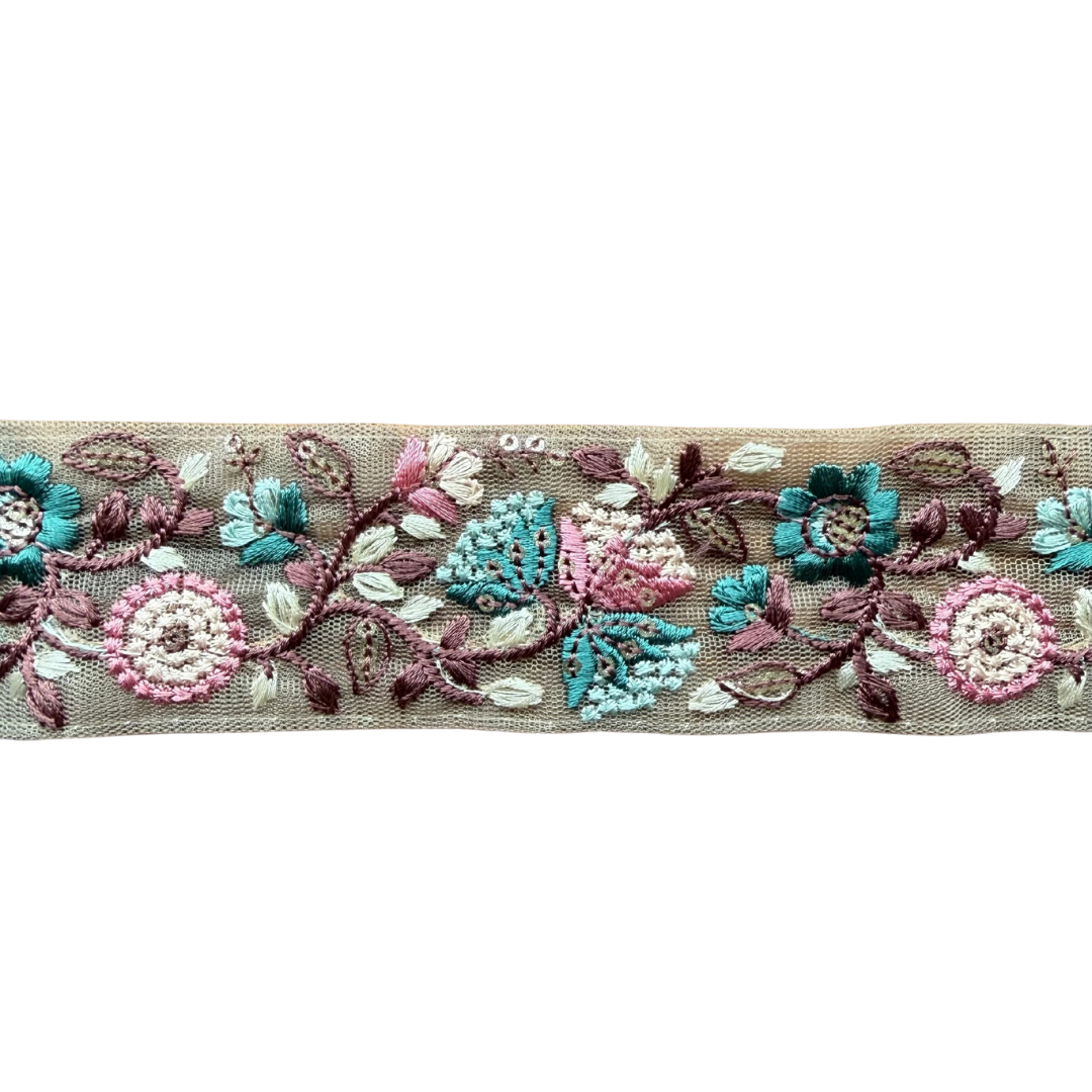 Mauve Aqua Flower Ribbon