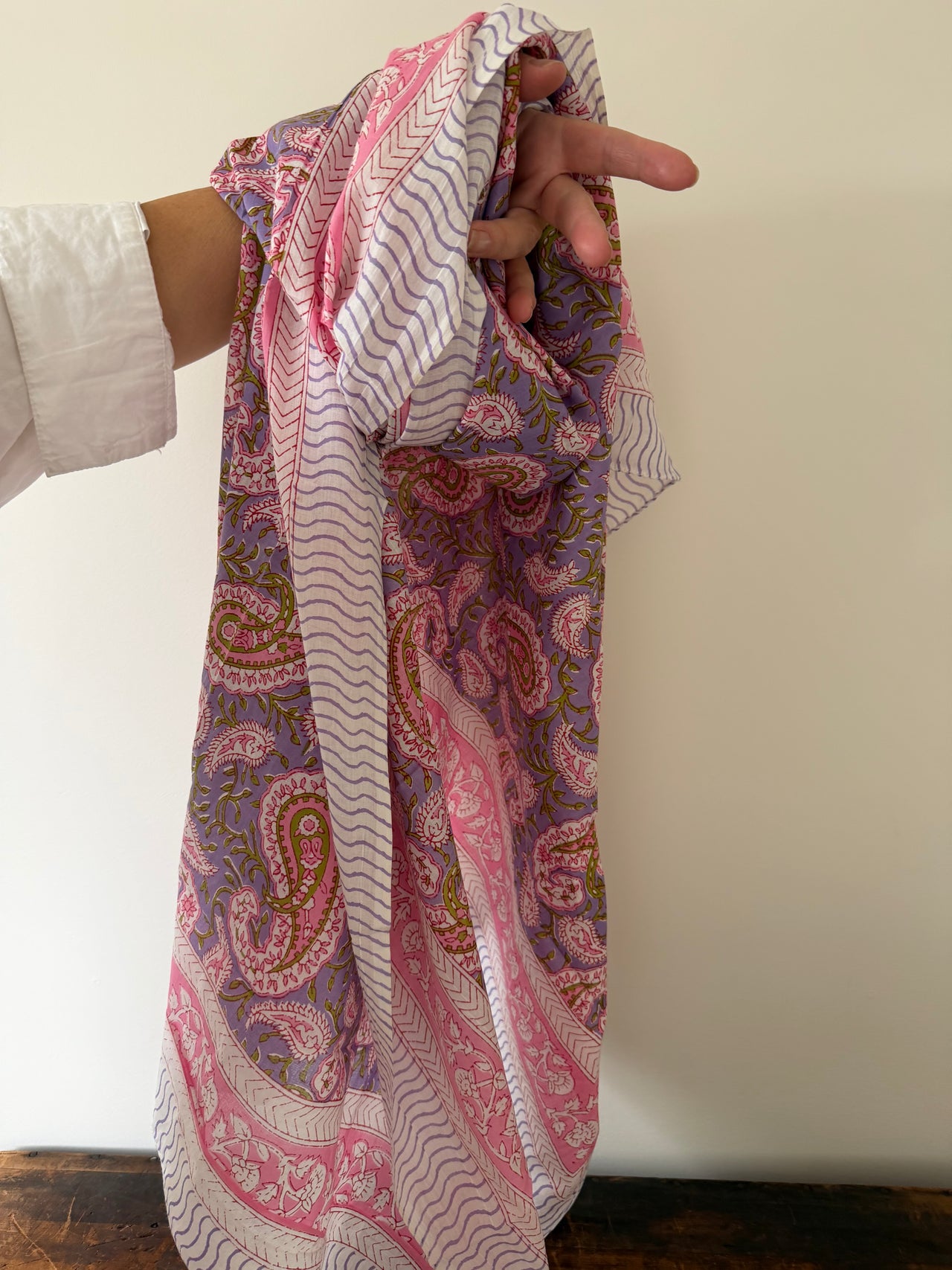 Block Print Cotton Sarong – Pink & Purple