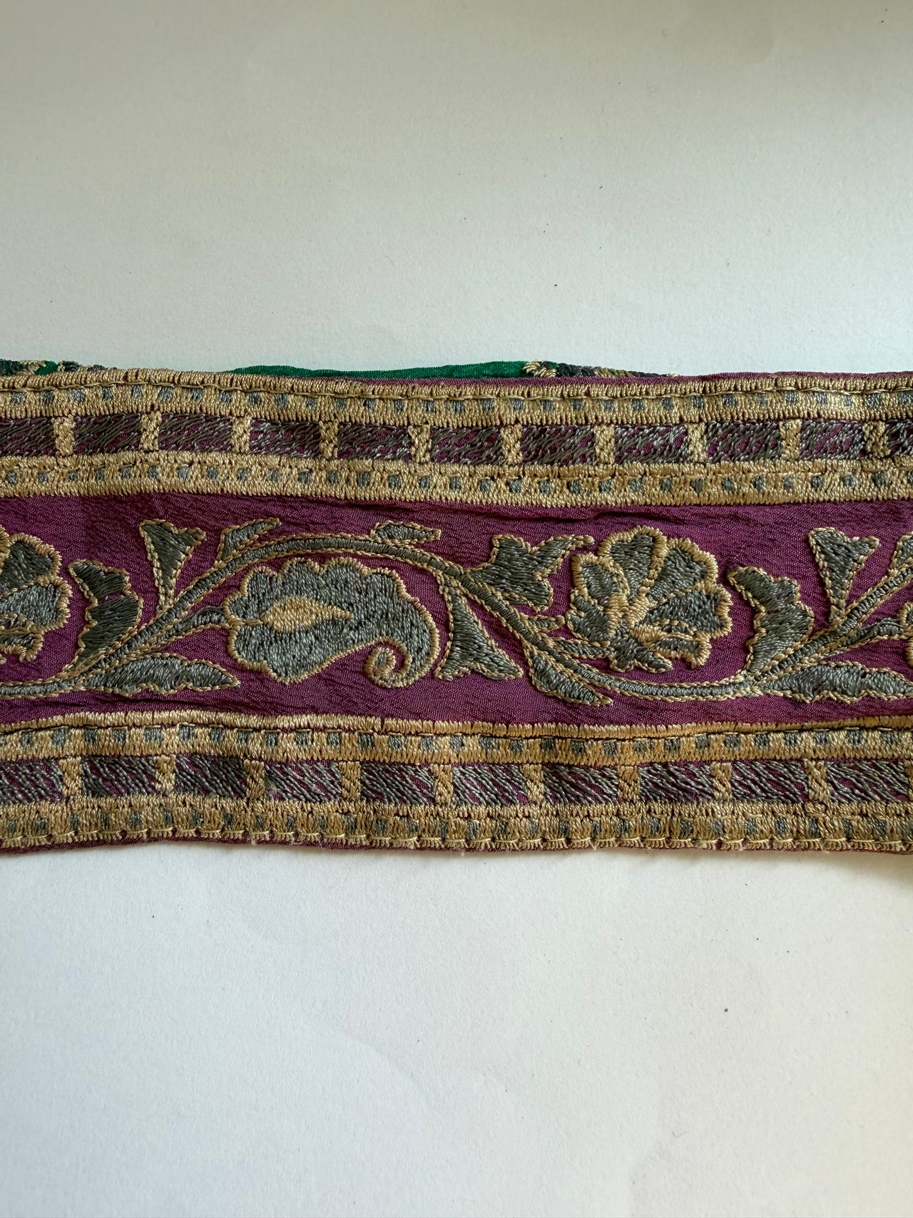Upcyled Saree Trim - Purple & Gold