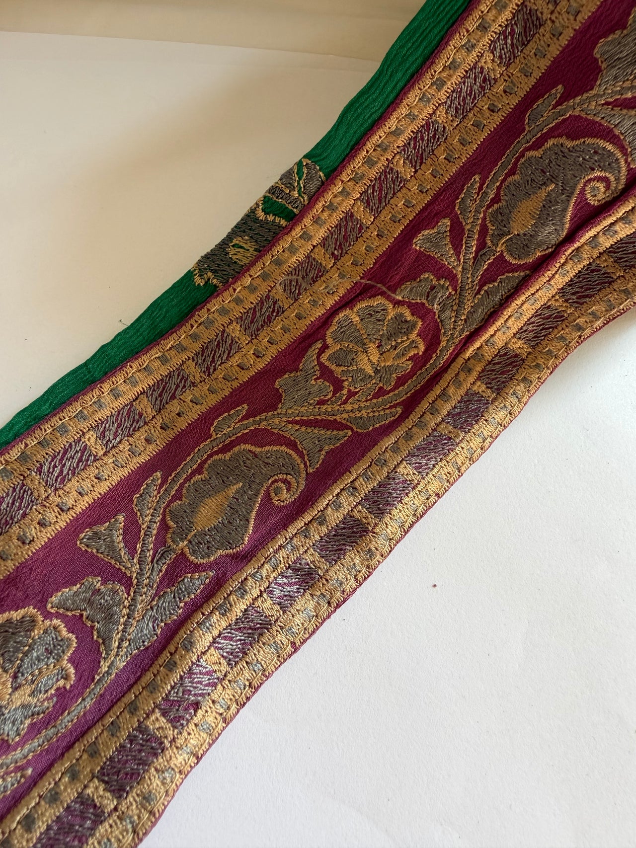 Upcyled Saree Trim - Purple & Gold
