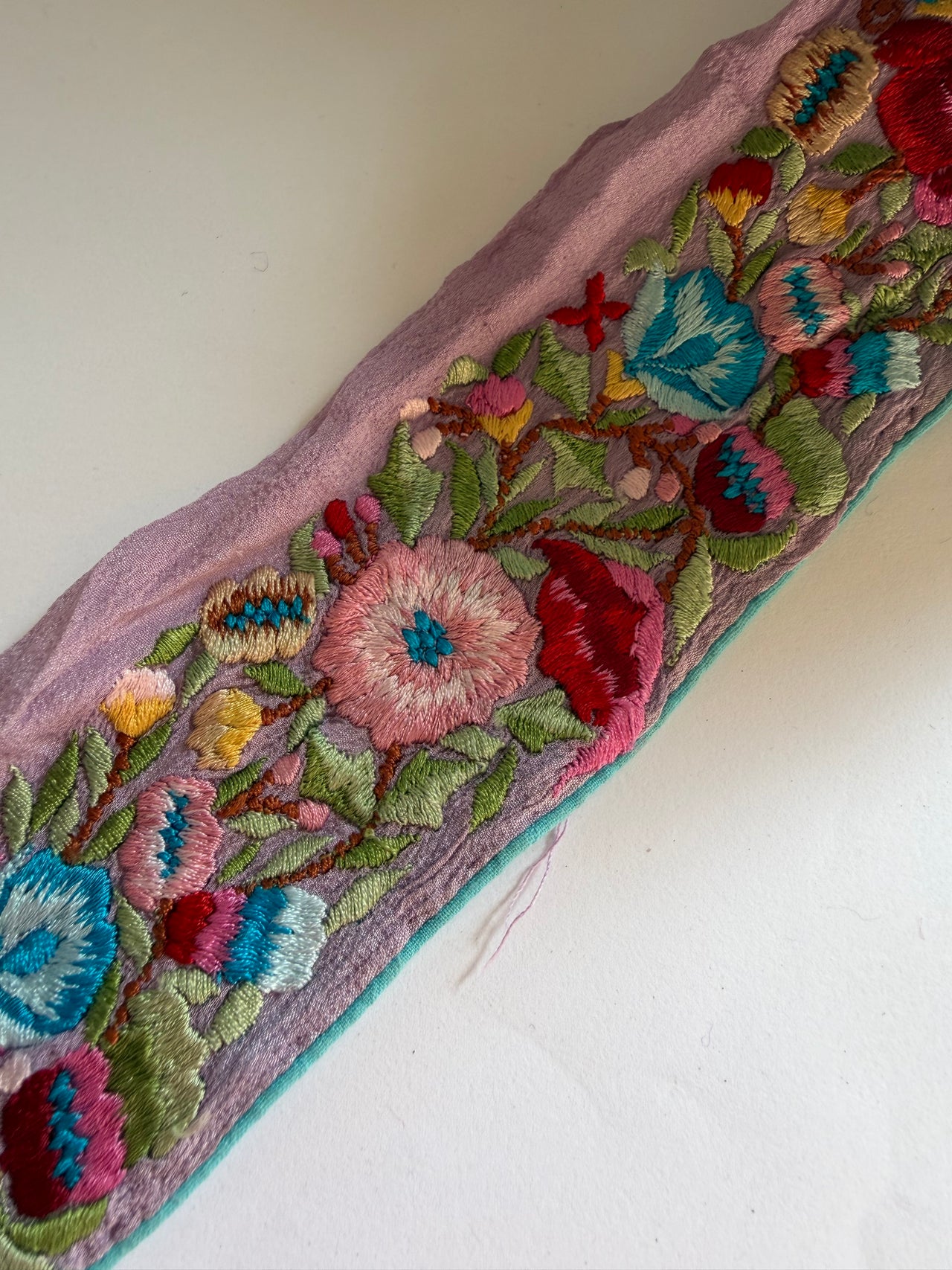 Upcyled Saree Trim - Colourful Flowers