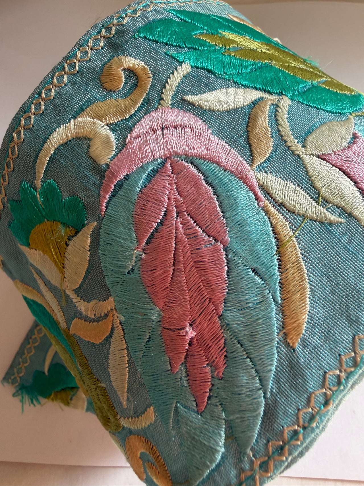 Upcyled Saree Trim - Turquoise & Pink