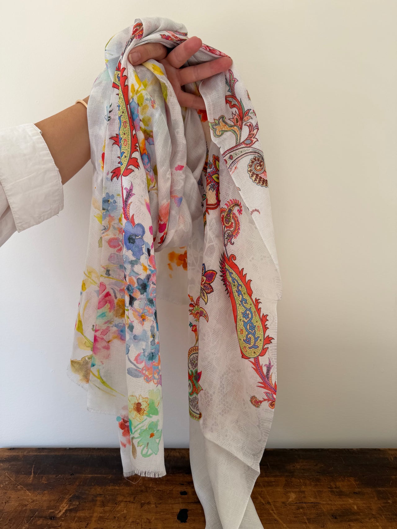 Bamboo Modal Scarves -  White Flowers