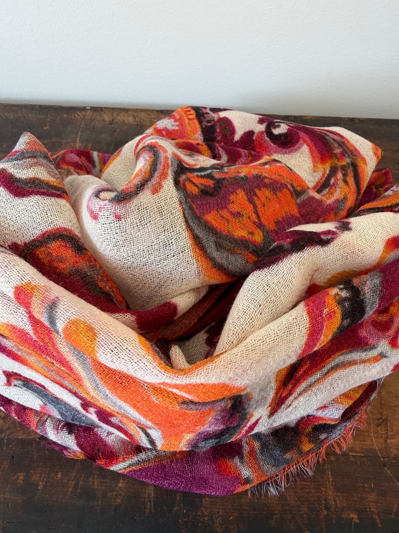100% Fine Merino Wool Scarves -  Orange & Red