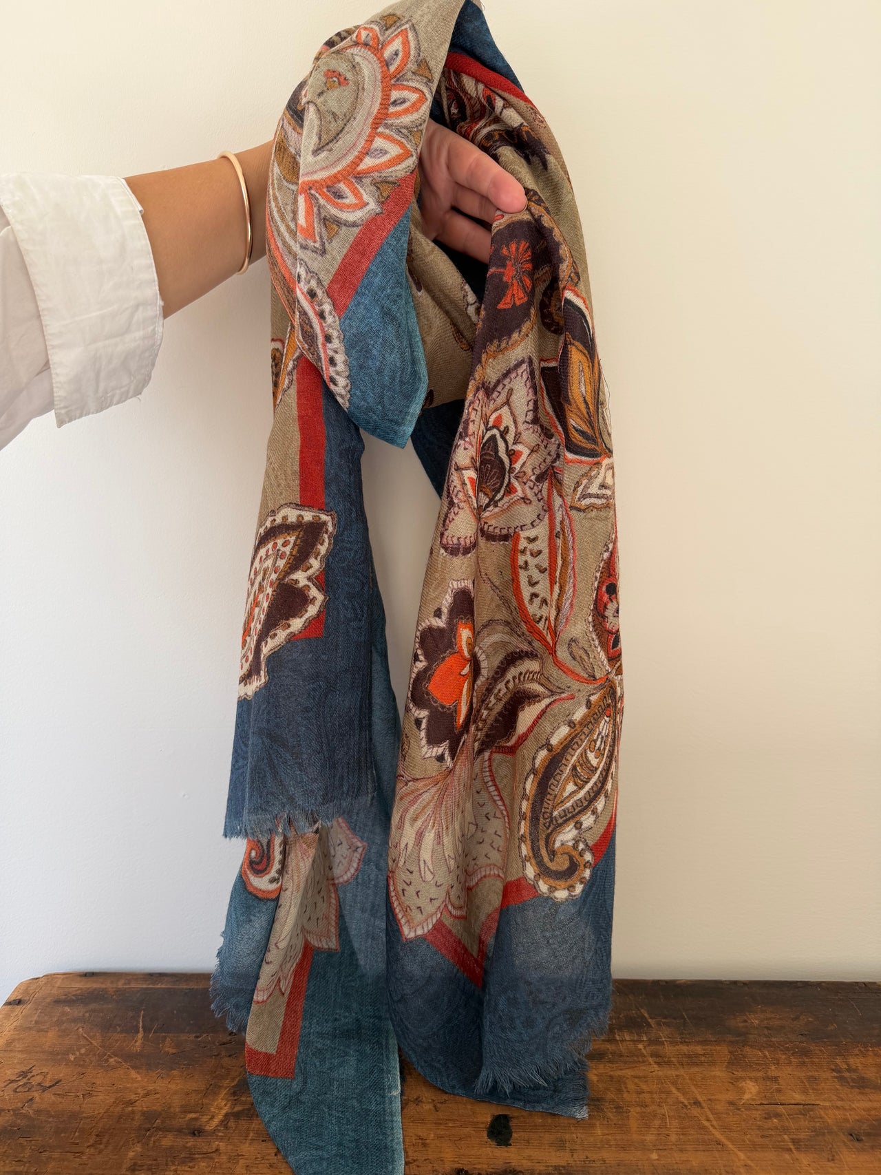 100% Fine Merino Wool Scarves -  Blue & Brown
