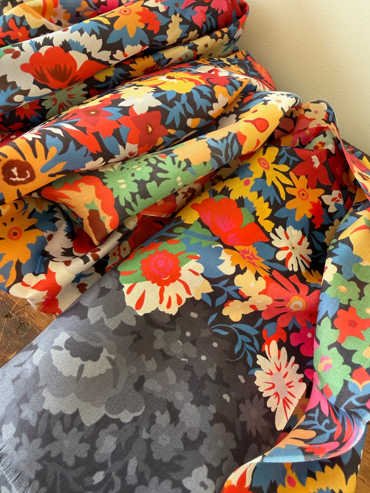 100% Silk Scarves -  Red Flowers