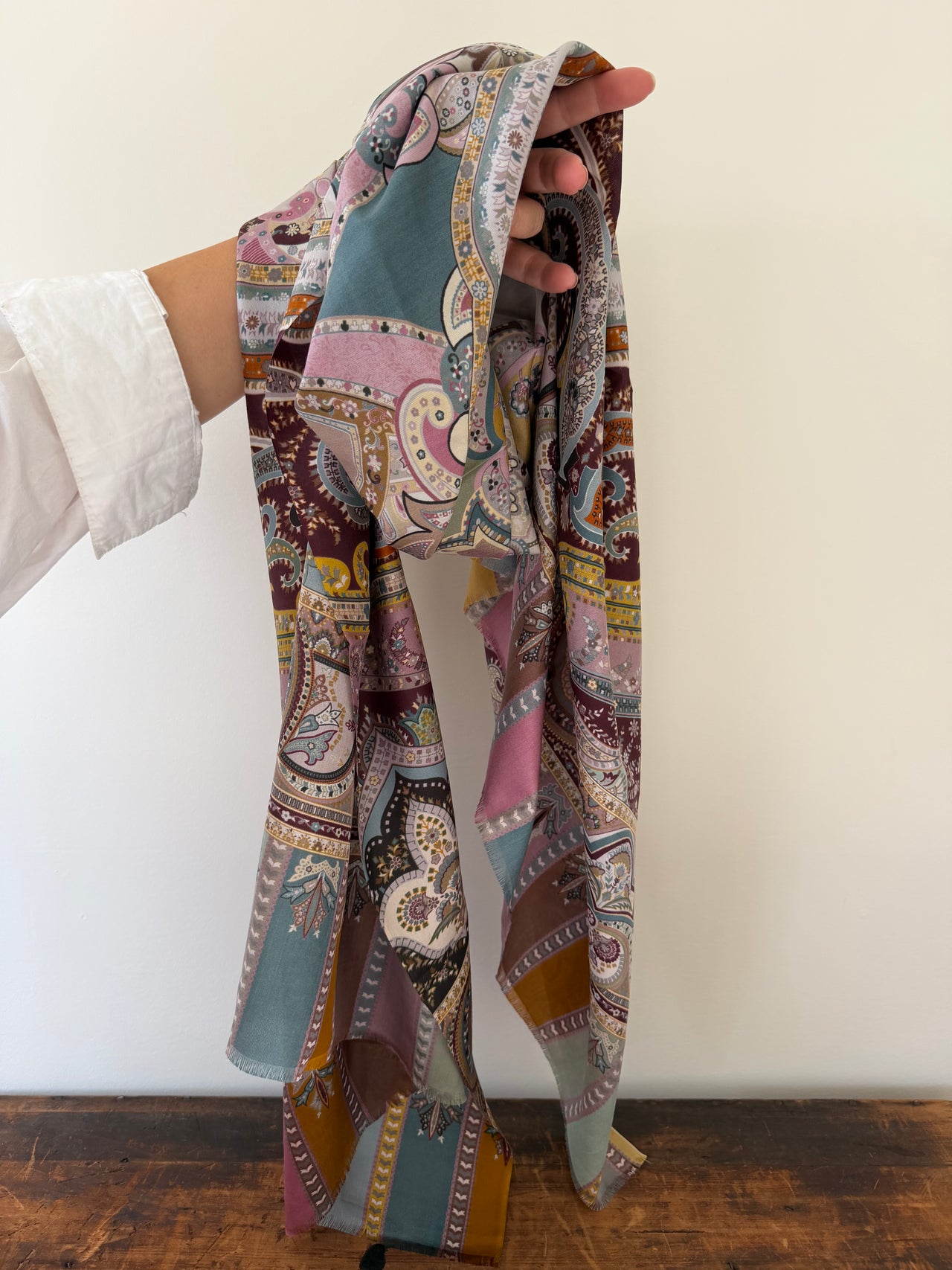 100% Silk Scarves -  Green & Pink
