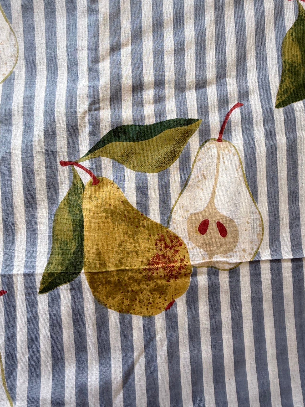 100% Cotton Fabric – Blue Stripe With Pears