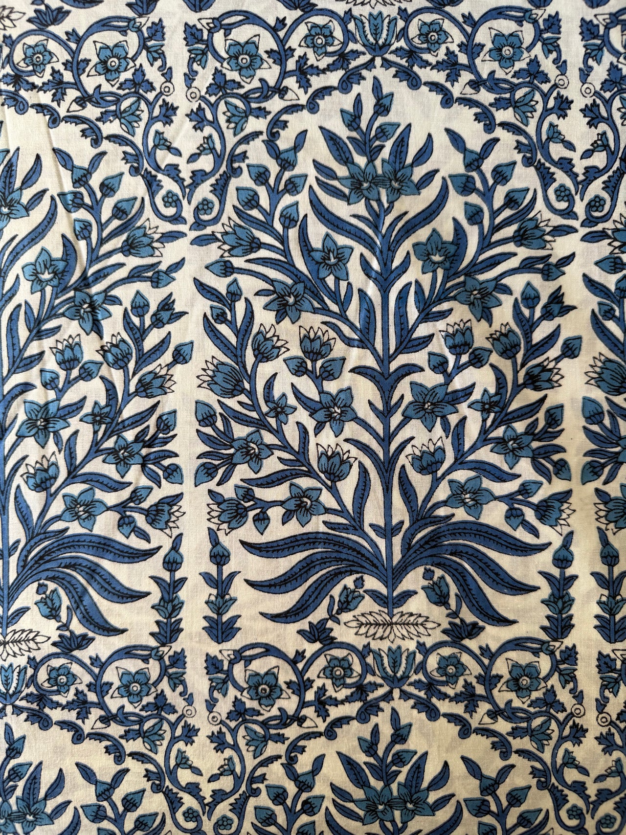 100% Cotton Fabric – White With Large Navy Floral