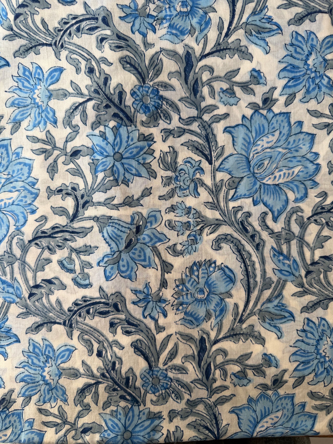 100% Cotton Fabric – Blue & Grey Floral
