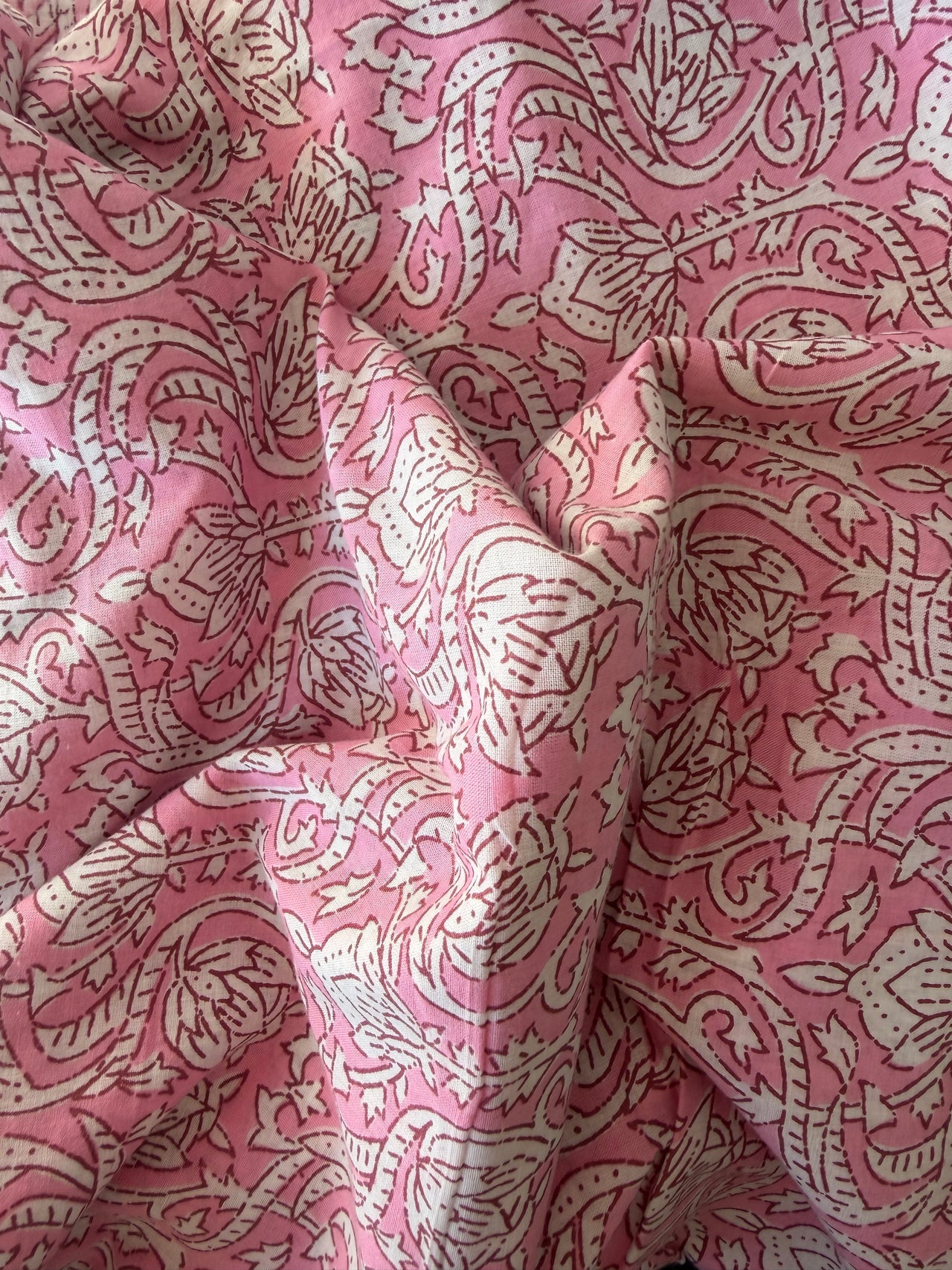 100% Cotton Fabric – Pink & White Floral
