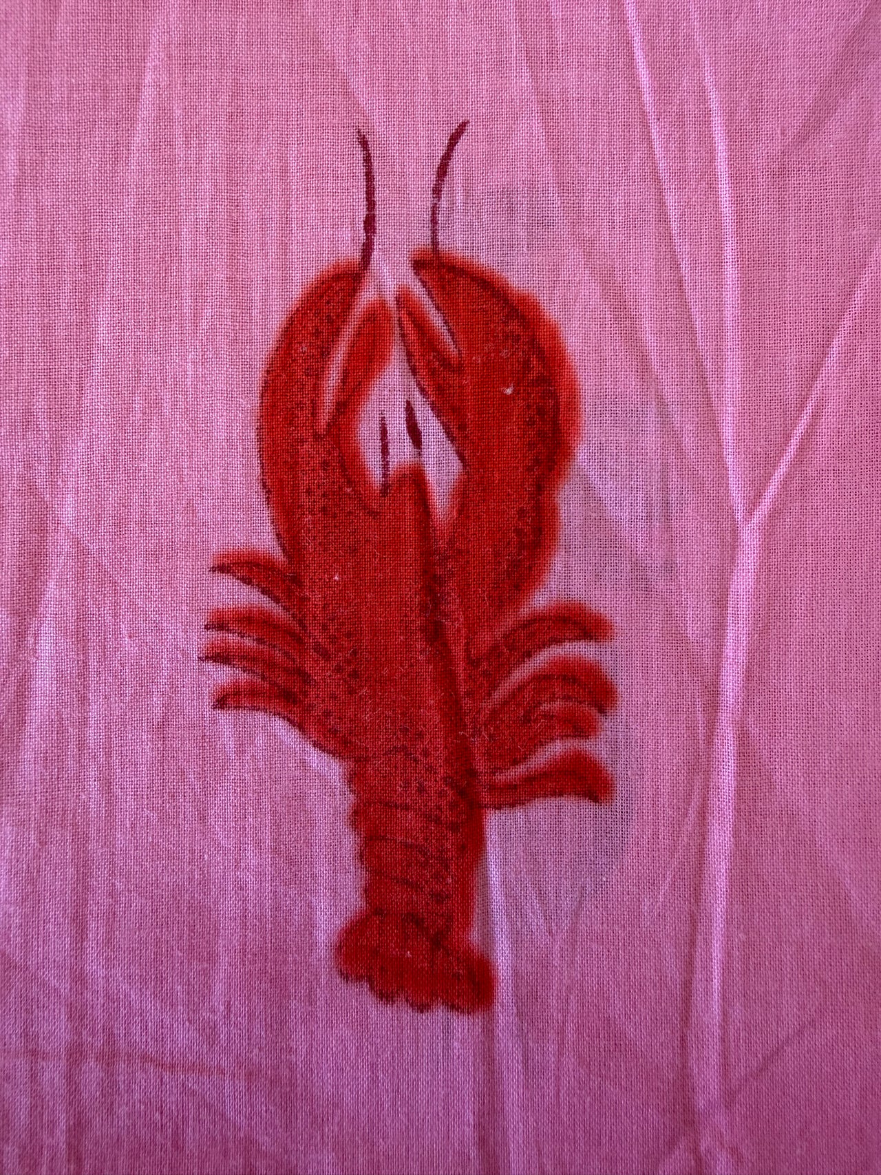 100% Cotton Fabric – Pink With Red Lobster