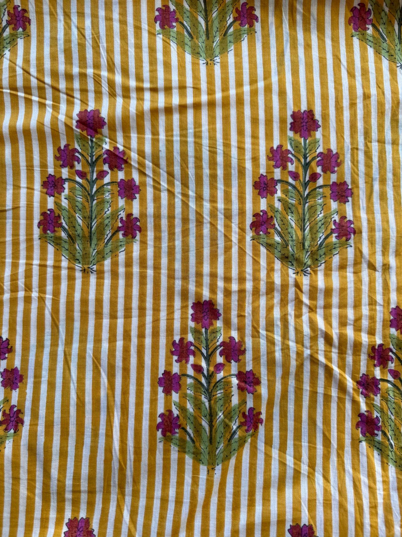 100% Cotton Fabric – Mustard With Pink Floral
