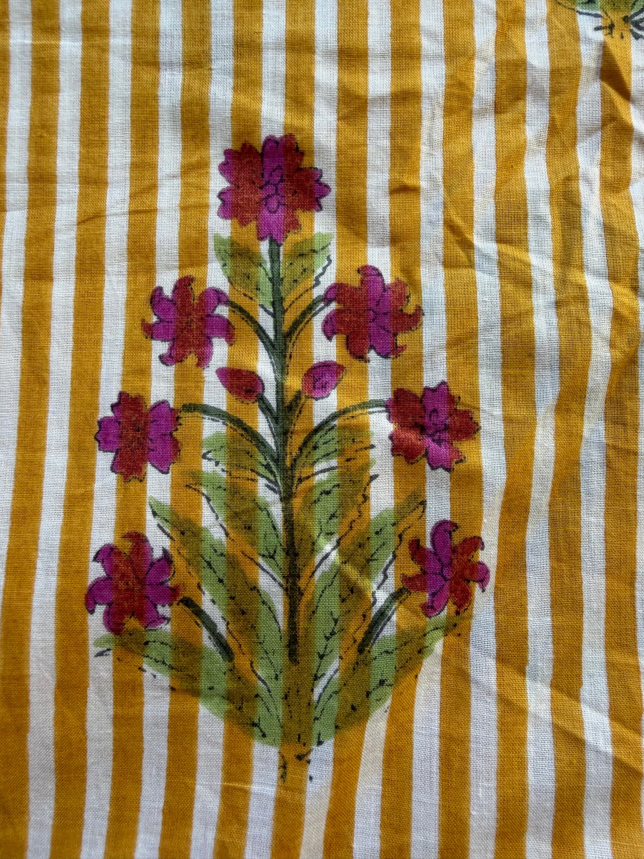 100% Cotton Fabric – Mustard With Pink Floral