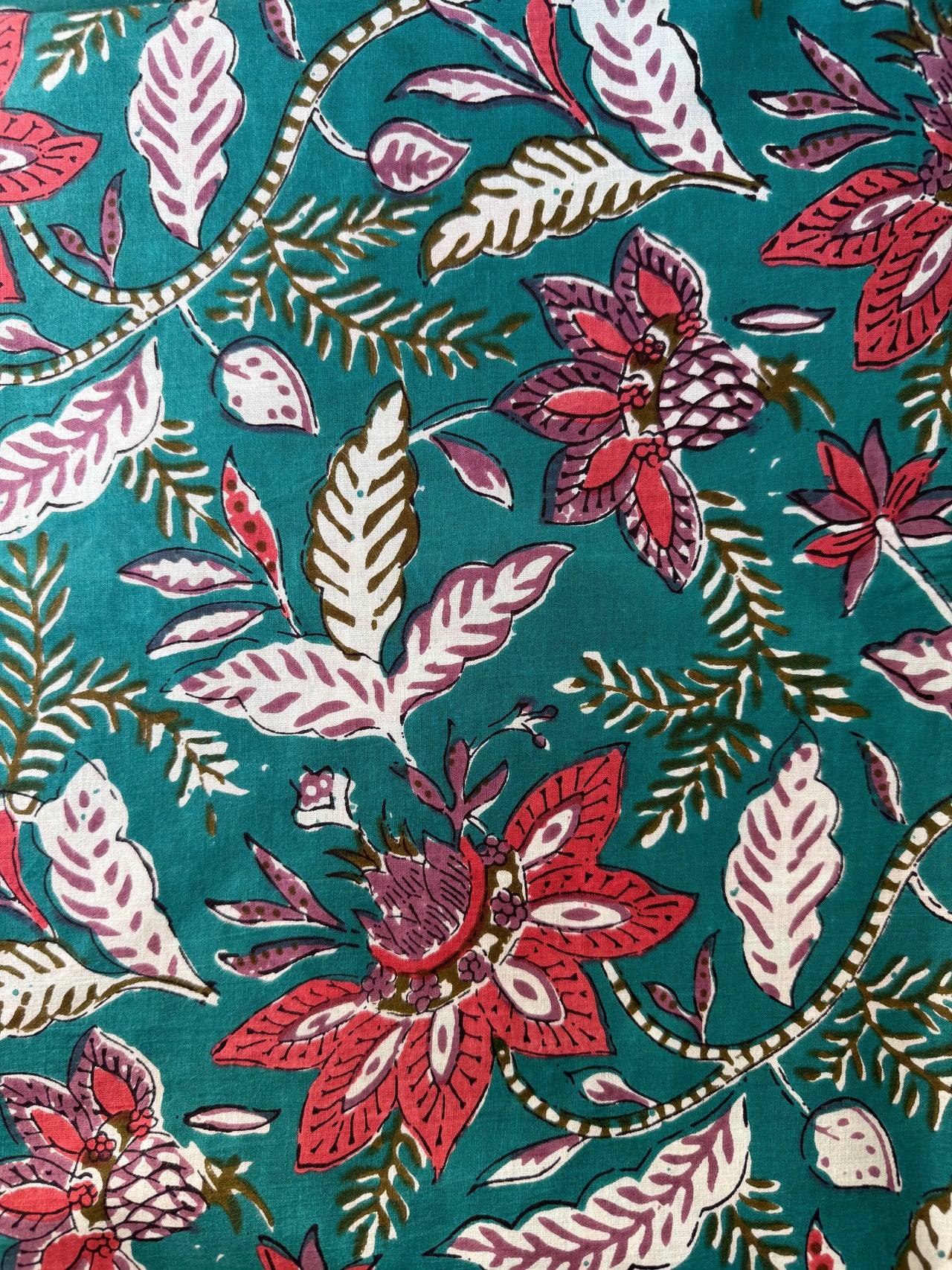 100% Cotton Fabric – Turquoise Floral