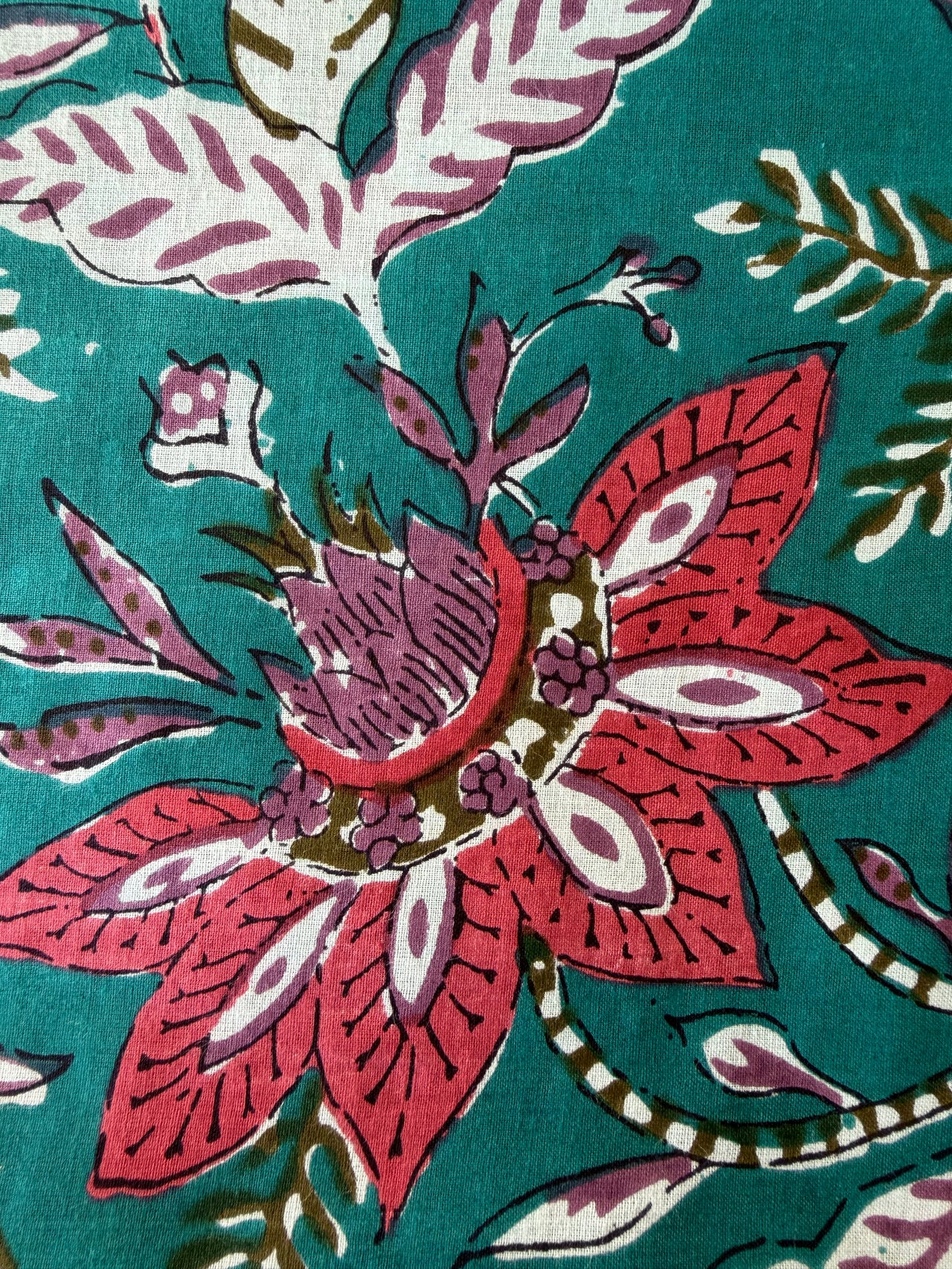 100% Cotton Fabric – Turquoise Floral
