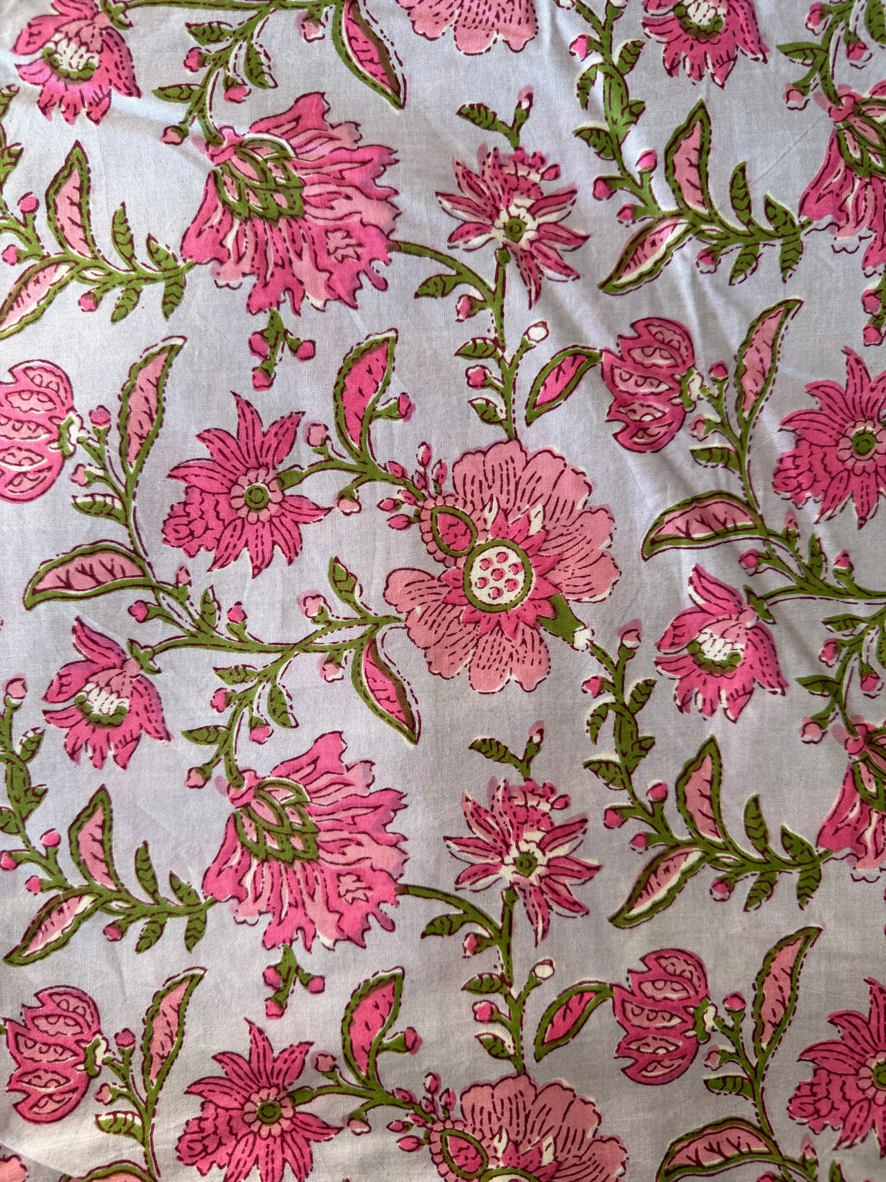 100% Cotton Fabric – White With Pink Floral