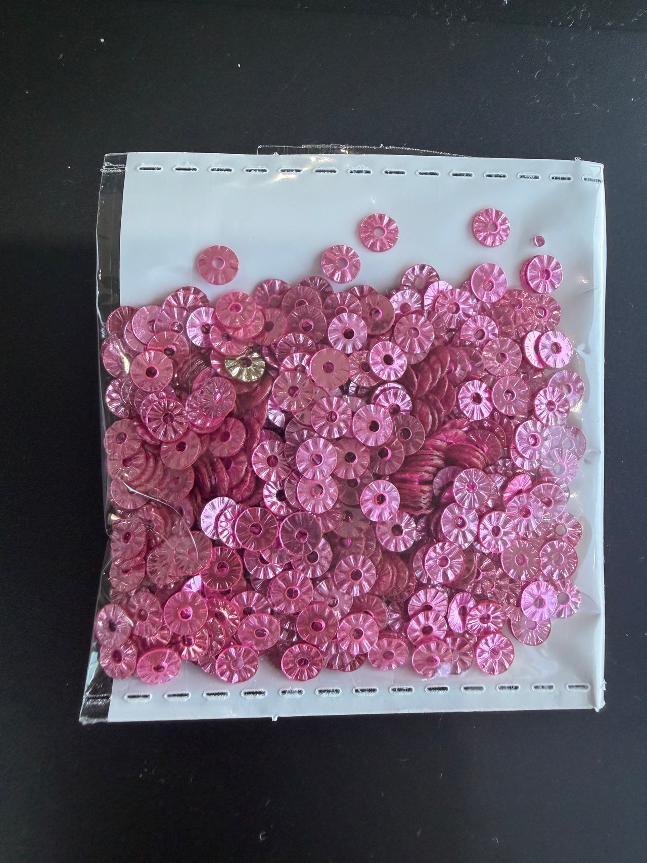 Rose Pink Sequins - Small Textured Round