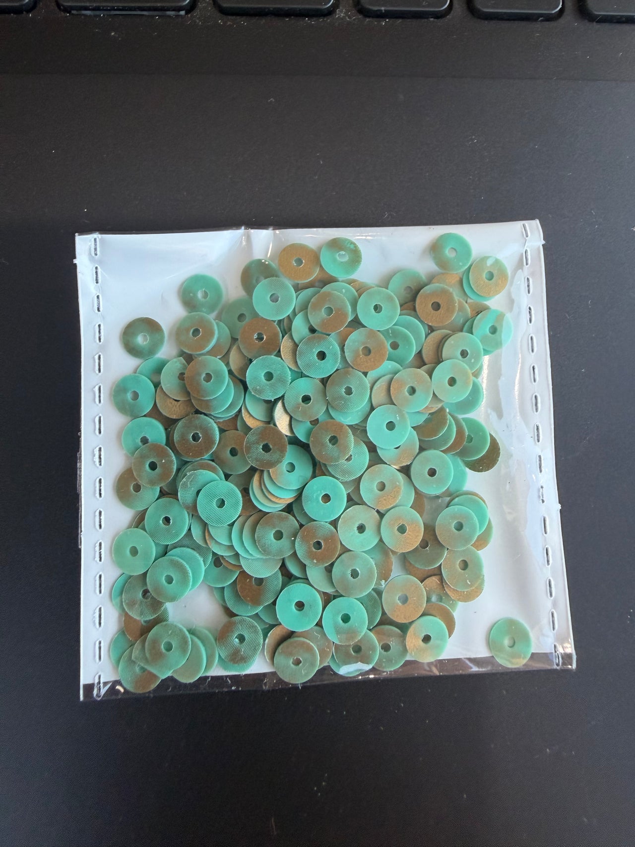 Turquoise Sequins - Round Shot Copper