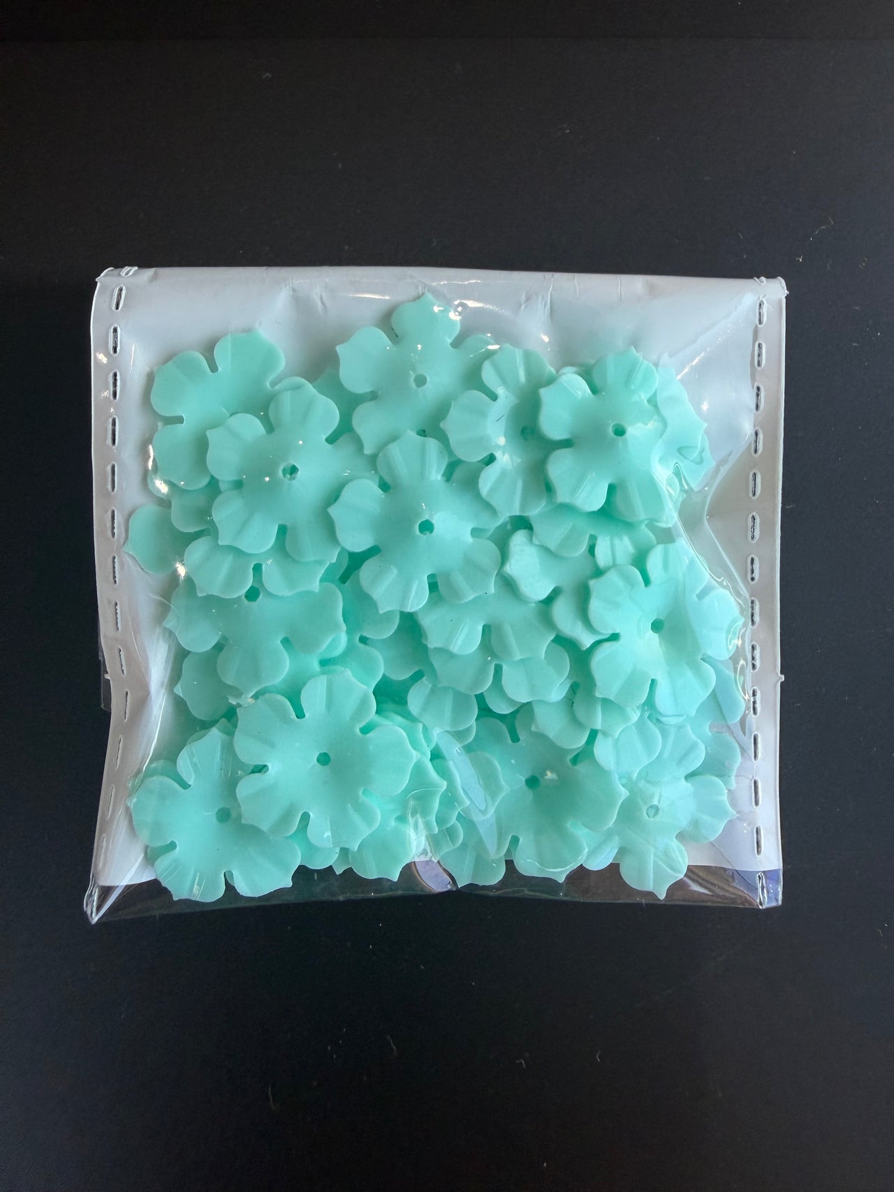 Turquoise Sequins - Textured Flowers