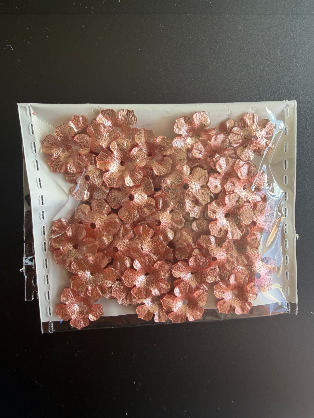 Rose Gold Sequins - Textured Flowers