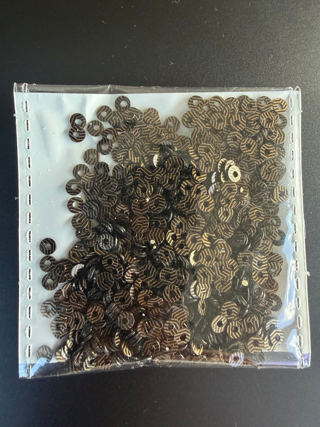 Bronze Sequins - Round With Black Stripe
