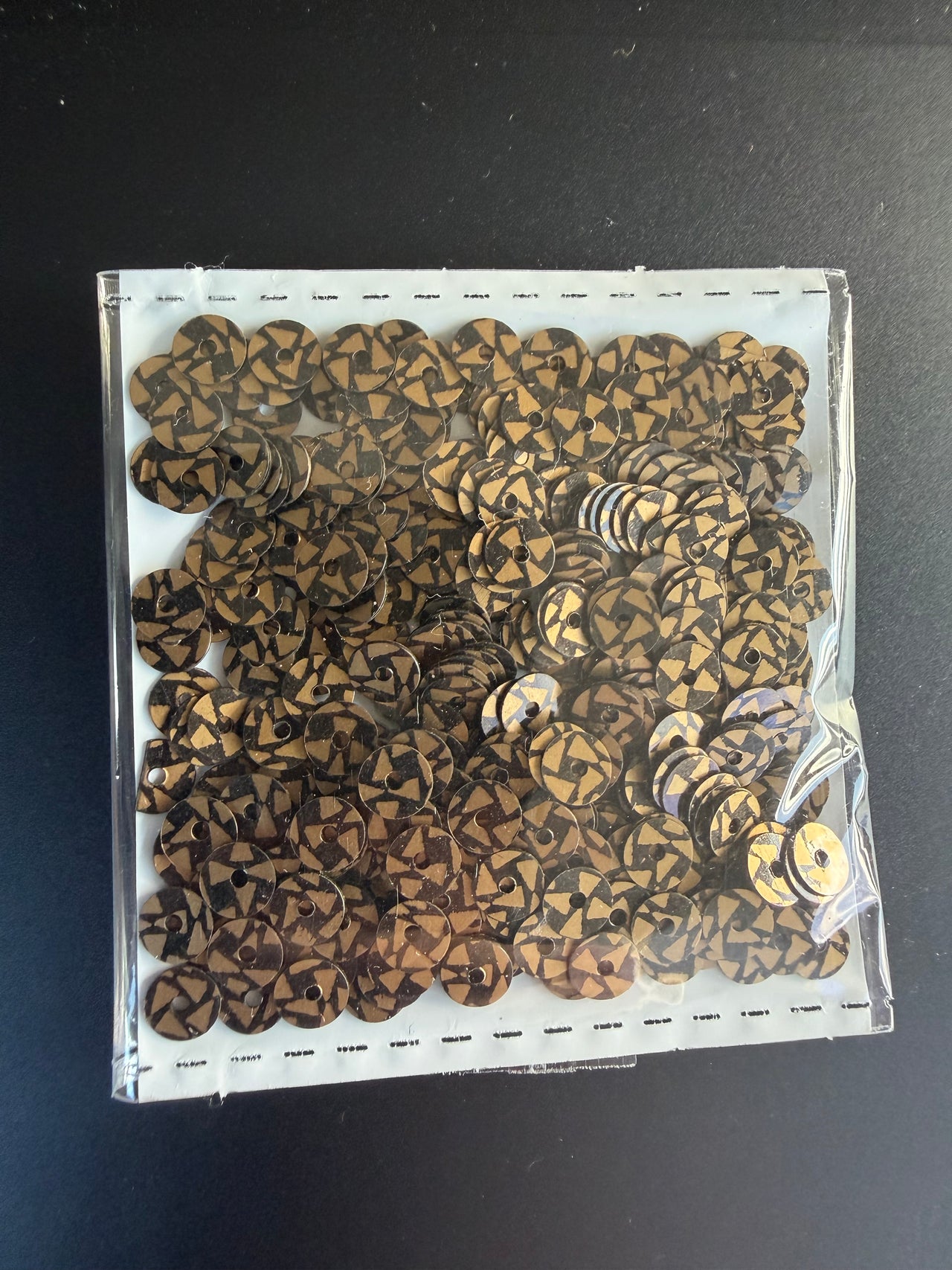 Bronze Sequins - Round with Black Pattern