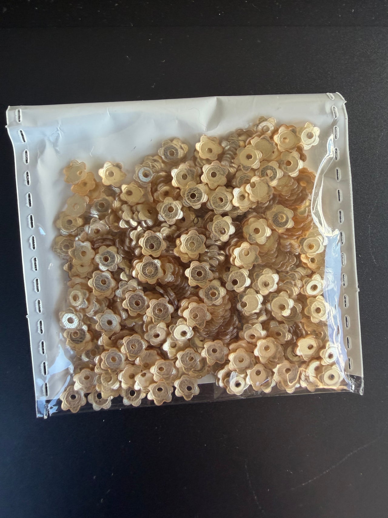 Pale Gold Sequins - Raised Small Flowers