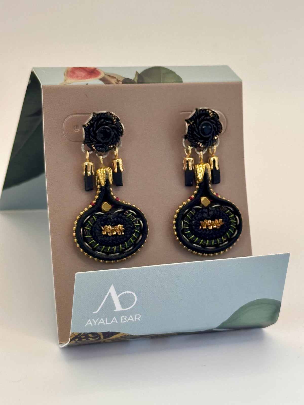 Ayala Bar Earrings – Black & Forest Green