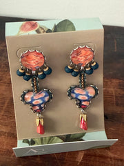 Ayala Bar Earrings – Coral & Blue