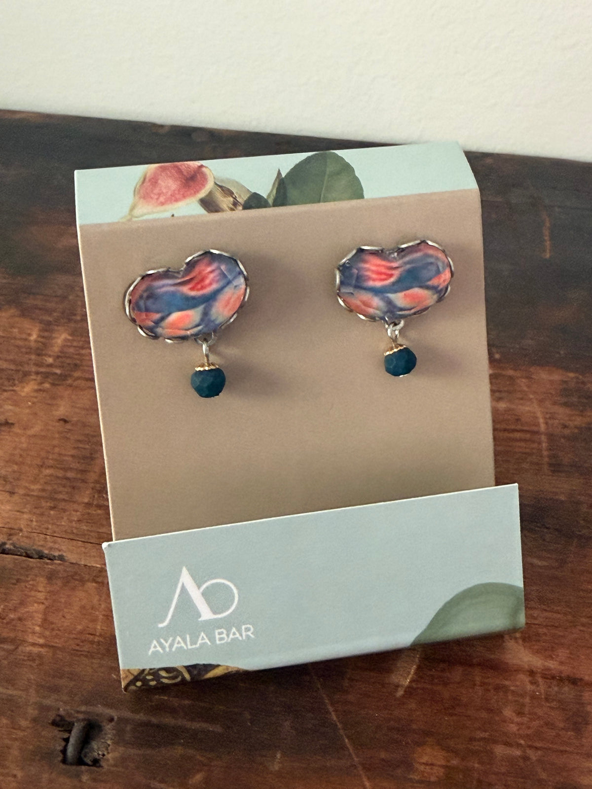 Ayala Bar Earrings – Coral & Blue Small