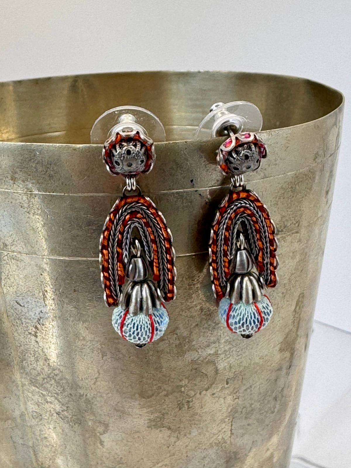 Ayala Bar Earrings – Orange & Blue