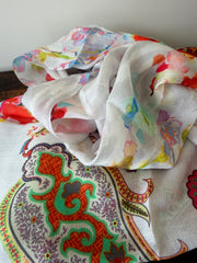 Bamboo Modal Scarves – White Flowers