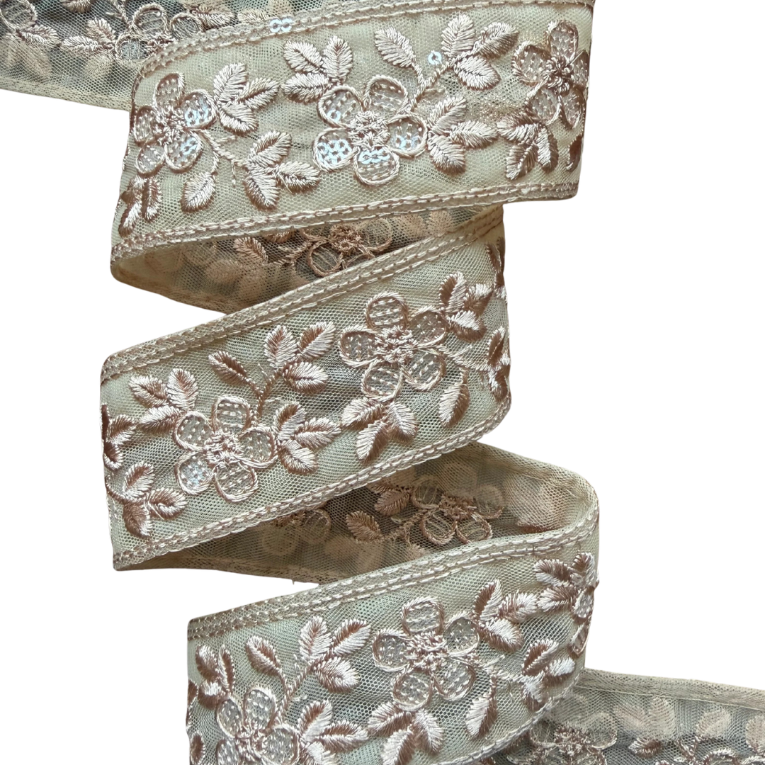Beige Floral Ribbon
